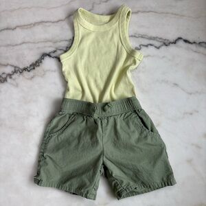 Cat & Jack Boys Set Size XS 4-5 Green Pull On Shorts lime green Ribbed Tank Top